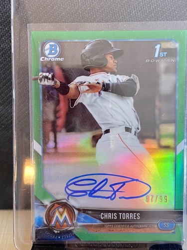 2018 Bowman Chrome Chris Torres Green Refractor Auto 87/99