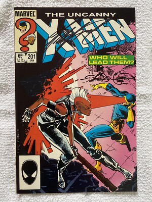 UNCANNY X-MEN 201 signed CHRIS CLAREMONT & RICK LEONARDI baby CABLE 87 KEY