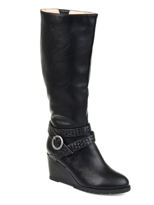 

JOURNEE COLLECTION Женские черные ботинки на танкетке с круглым носком Goring Garin, Черный, GARIN-BLK-070