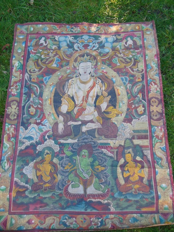 Tibet NÃ©Pal Tres Important Tangka Ancien De Temple