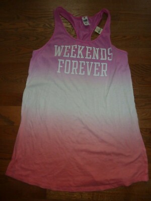 VICTORIAS SECRET PINK ''WEEKENDS ARE FOREVER'' TANKTOP TEESHIRT NWT