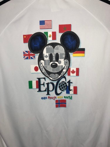 Epcot Disney Parks One Mouse One World Mens White Track Jacket Full Zip XL A18