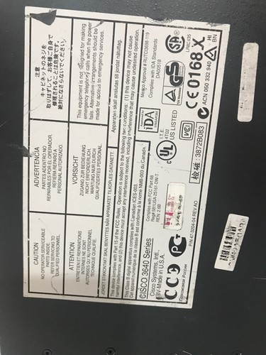 CISCO SYSTEMS ROUTER 3640 SERIES , 700-05738-01 B0