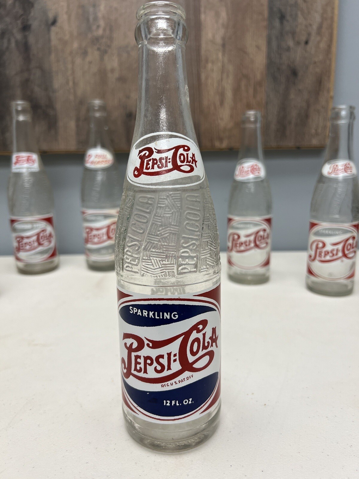 1947 PEPSI-COLA ACL RED, WHITE & BLUE 12OZ EMBOSSED 6 TIMES