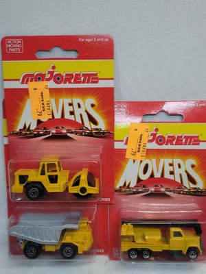 3 Vintage Majorette Movers 226 Roller /274 Dumo Truck/283 Crane Truck Lot 3