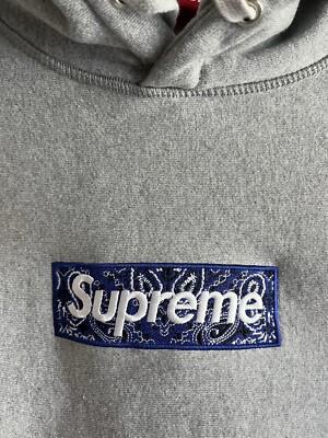 supreme bandana box logo hoodie blue size s 354735397166