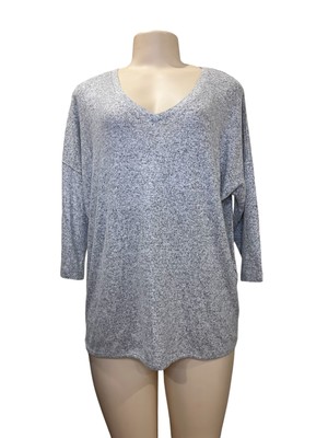 Philosophy Dropped Shoulder Top Size Medium Gray V-Neck