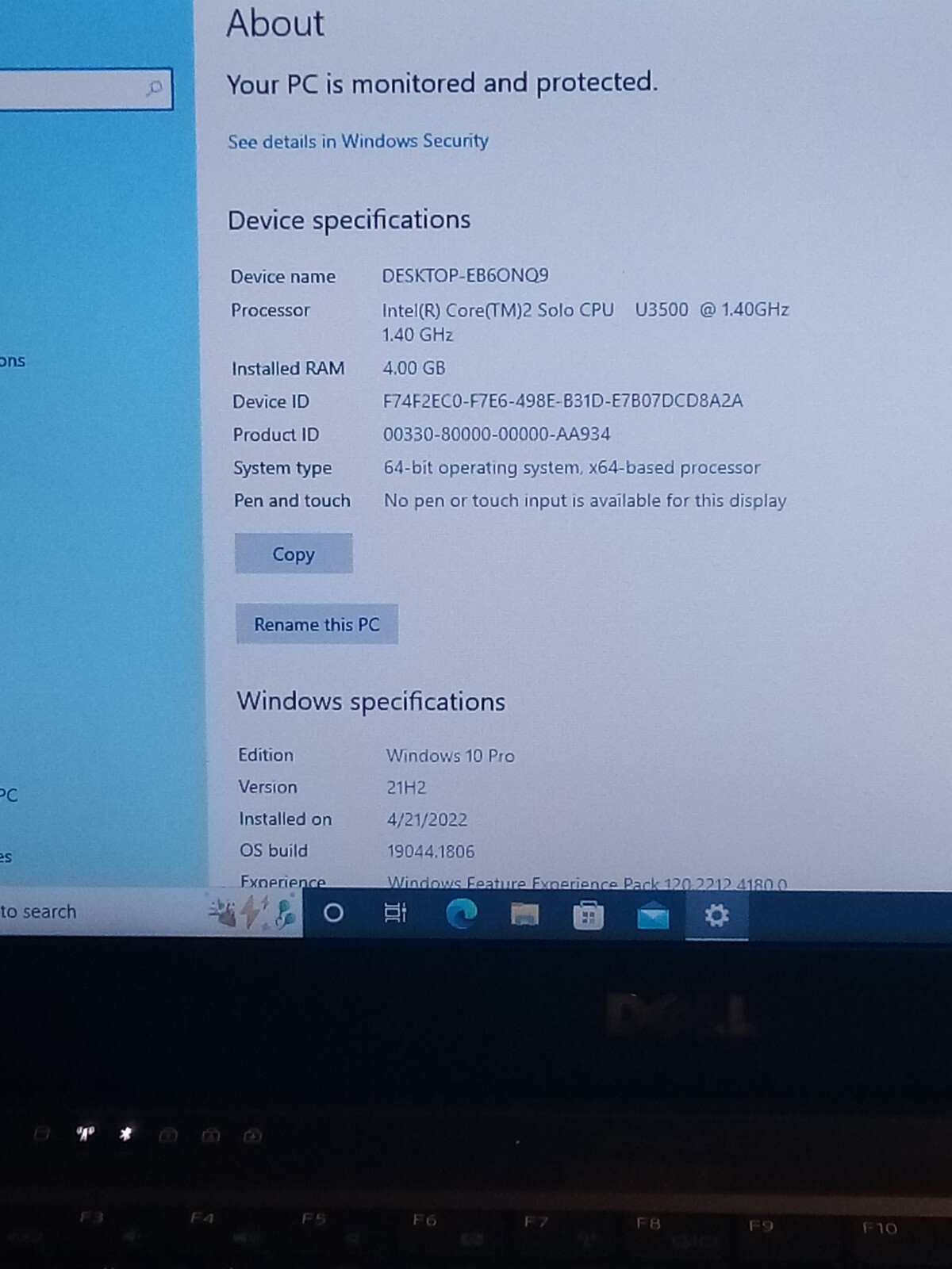DELL VOSTRO V13 CORE2 U3500 1.40GHZ 4GB RAM 500GB HDD WIN 10