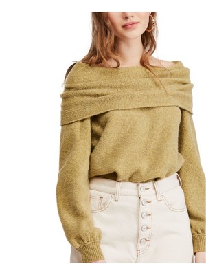 

Женский зеленый свитер с длинным рукавом и воротником-хомутом FREE PEOPLE Размер