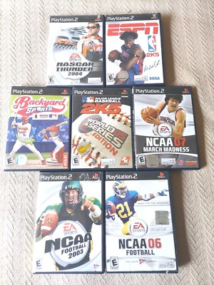 SONY PLAYSTATION 2 VIDEO GAMES (LOT OF 7) TESTED NASCAR NCAA MLB NBA ESPN ''READ''