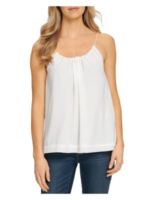 

Женский топ DKNY цвета слоновой кости с рюшами на подкладке и текстурированным бретельком с овальным вырезом, Цвет слоновой кости