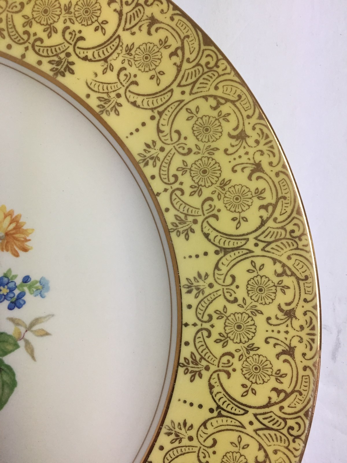 Edwin M Knowles Floral and Yellow gold Lace Pattern color plate, China Co # 40-7