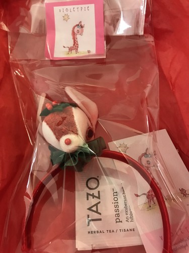 Blythe Doll Headband New By Violetpi, Deer, OOAK, Rare, Velvet, Green Red White