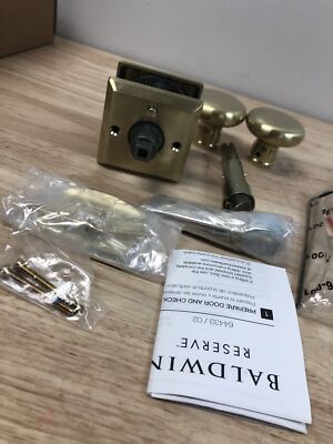 Baldwin Round Privacy Door Knob with Square Rose - Satin Brass