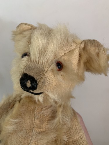 EARLY Antique Mohair JOINTED TEDDY BEAR WITH GLASS EYES