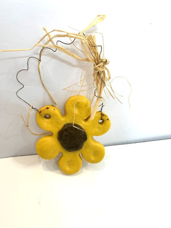 Handmade Salt Dough Sun Flower Ornament Country Primitive Decor