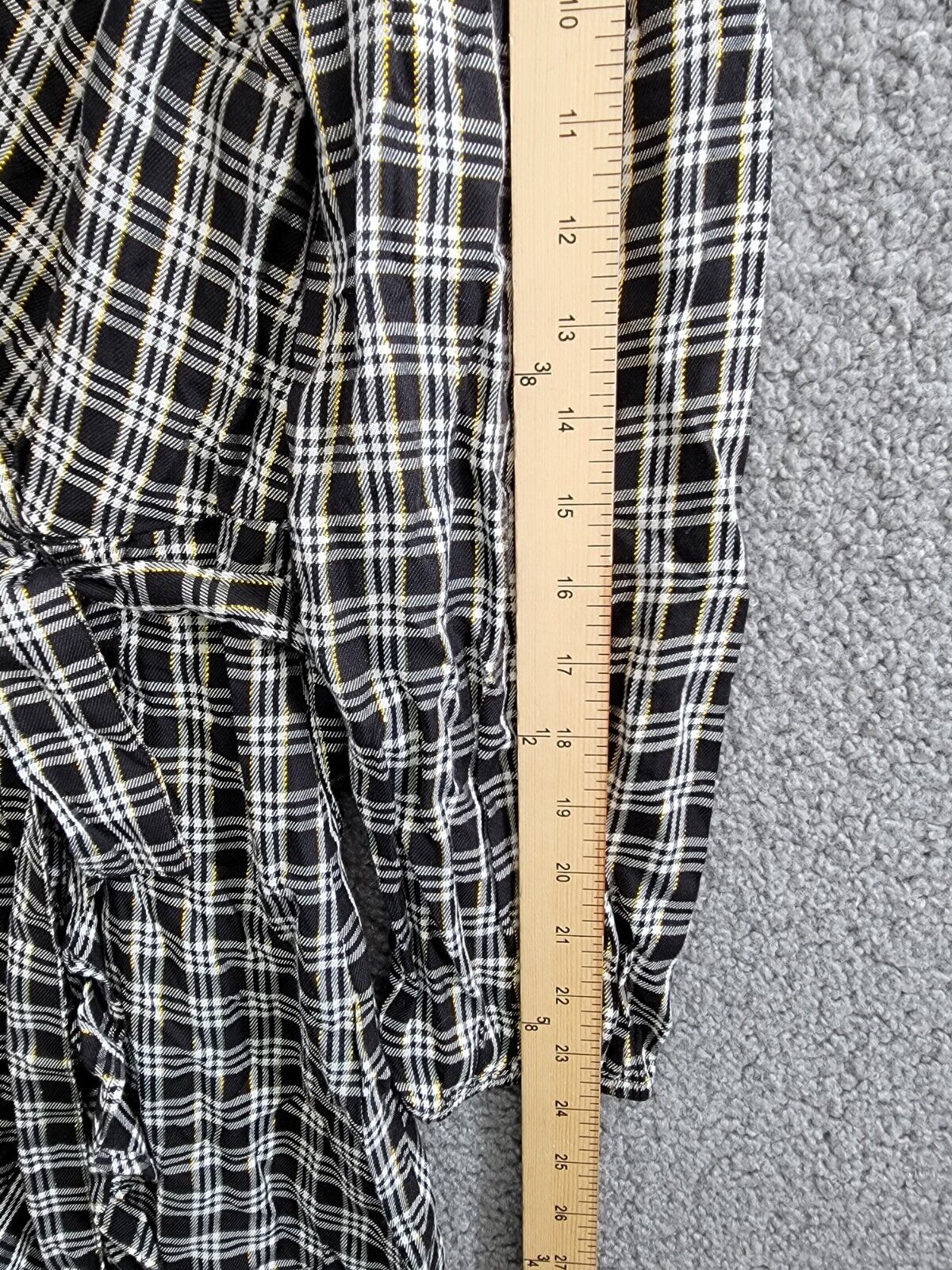 Tommy Hilfiger Check Ruffle-Hem Wrap Dress Women's 10 Black Multi Zip Closure - Picture 5 of 16