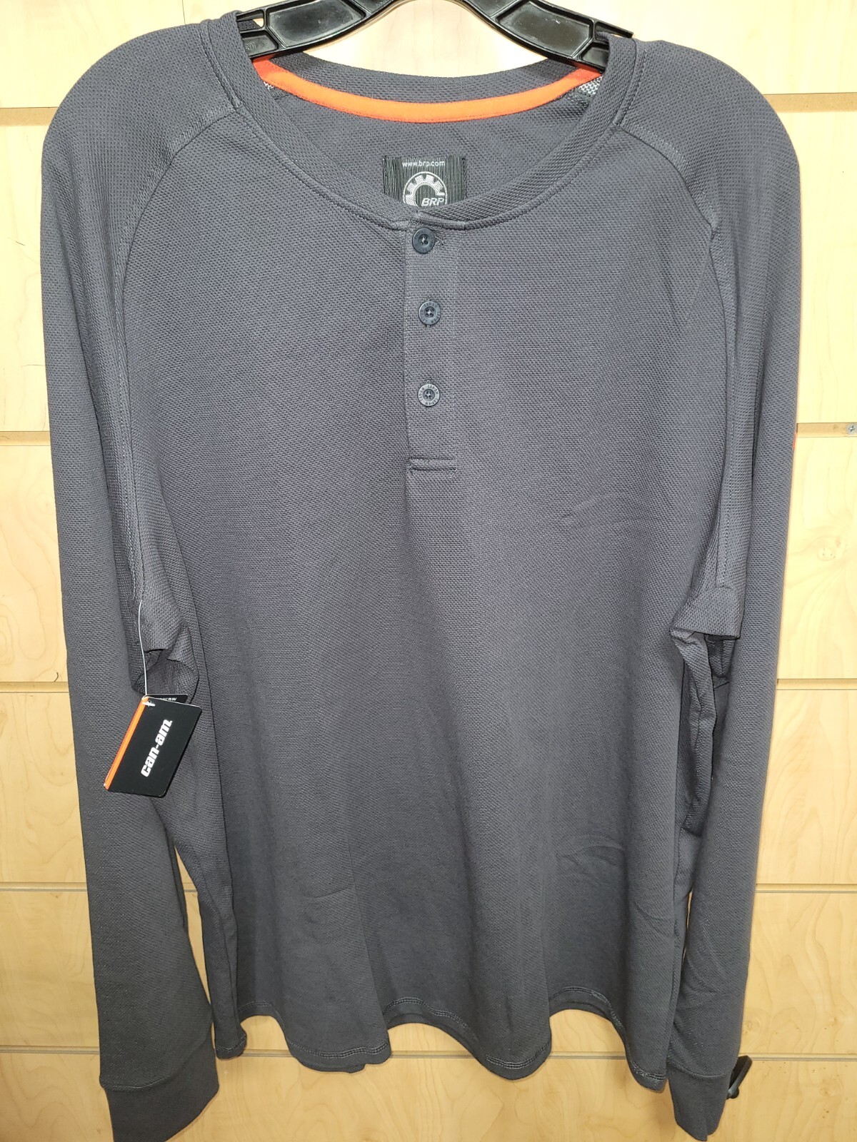 New Can-Am Men's Textured Knit LS Shirt - Charcoal Grey