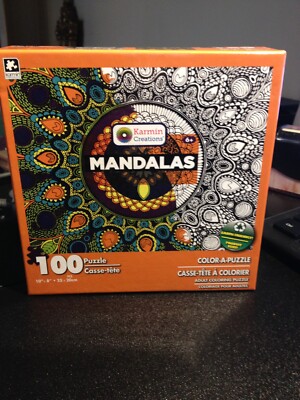 NEW Karmin Creations Jigsaw Puzzle MANDALAS 100-piece Color-A-Puzzle