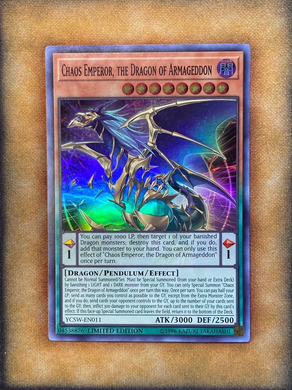 Yugioh Chaos Emperor, the Dragon of Armageddon YCSW-EN011 Super PRIZE CARD NM Yugioh Chaos Emperor, the Dragon of Armageddon YCSW-EN011 Super PRIZE CARD NM