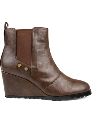 

JOURNEE COLLECTION Женские коричневые ботинки «Челси» Ботильоны без шнуровки Jessie на танкетке 8 м, Коричневый, JESSIE-BRN-080