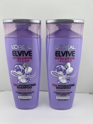 L'Oreal Elvive Hyaluron  & Plump 72H Hydrating SHAMPOO, 13.5 oz Ea, 2 PACK