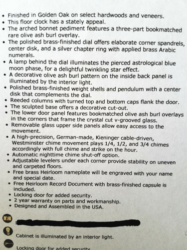 Bronson Grandfather Clock By Howard Miller 78th Anniversary Edition