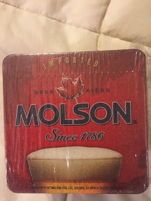 VINTAGE NEW IMPORTED MOLSON BEER SQUARE DRINK COASTERS PACK