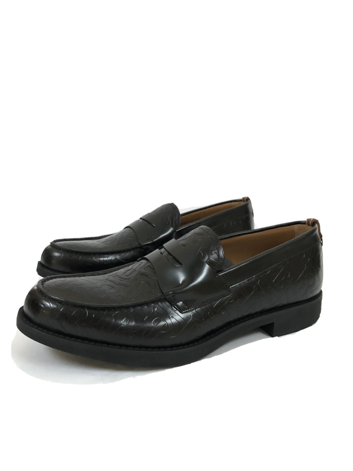 Pre-owned Burberry Mens Emile Penny Loafer Black Embossed Leather Msrp $680 Abfb