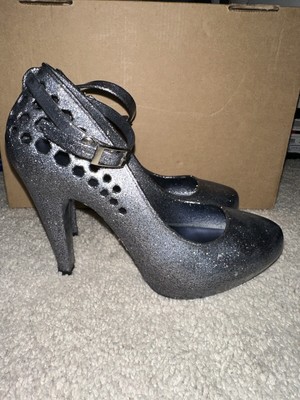 Silver Grey Glitter Jelly High Heel Stiletto Pumps Shoes Chemistry Size 5