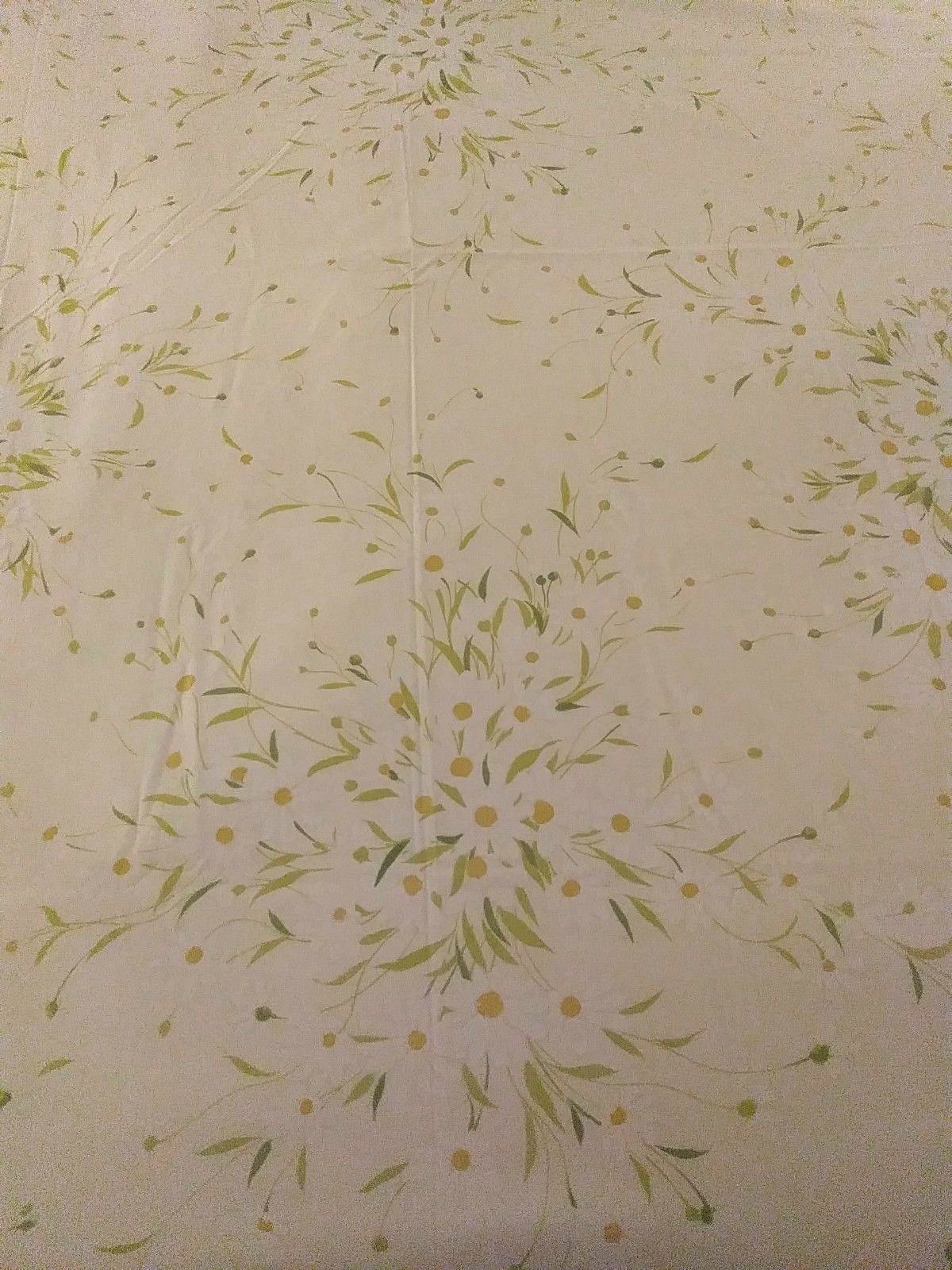Vintage Morgan Jones Twin Flat Sheet Daisy Cream Green Crafts Fabric Daisies