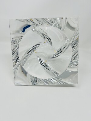 Orrefors Sweden Mid-Century Art Glass Tornado Heavy Bowl Signed 5.5 Inch