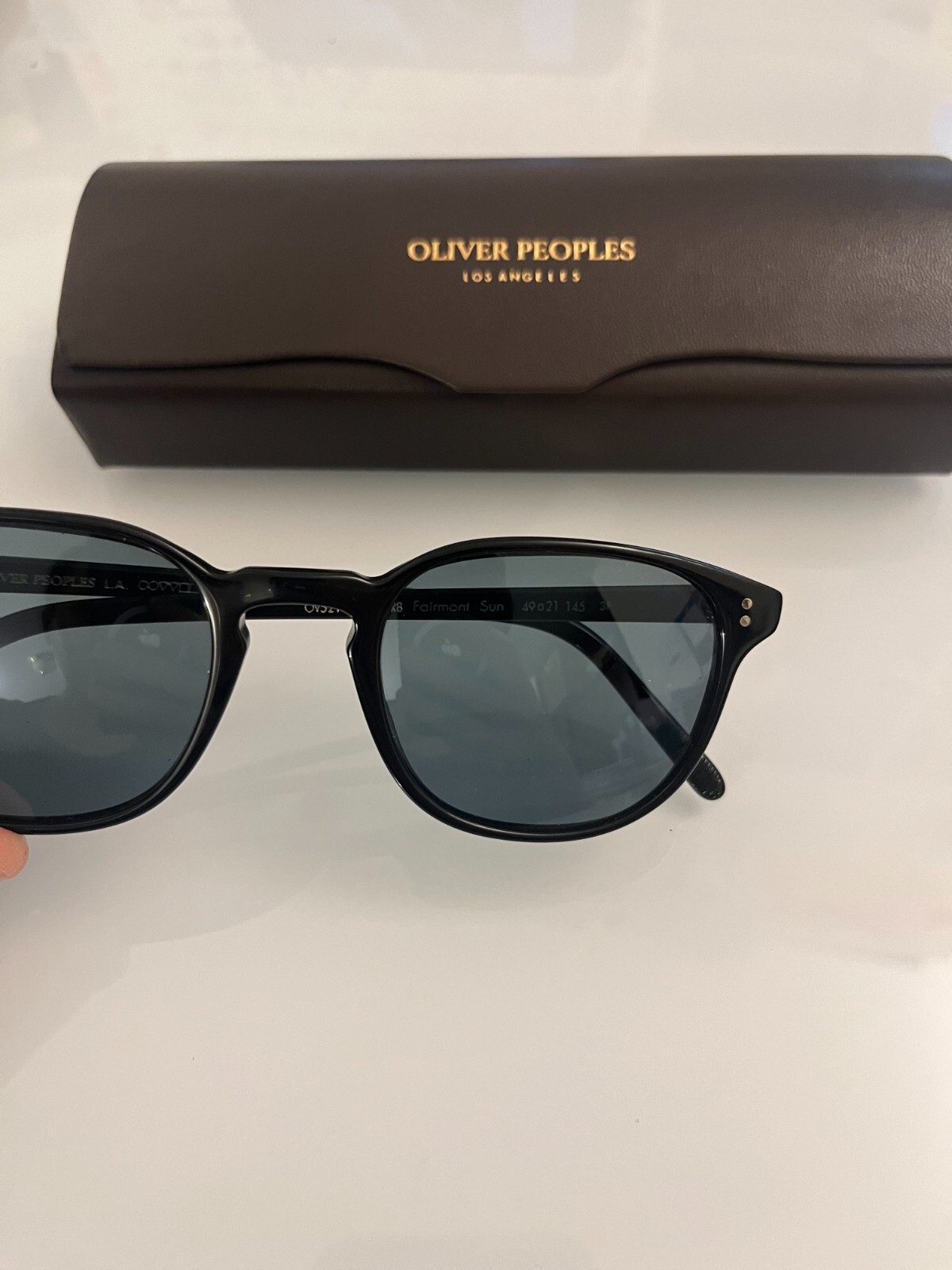 Pre-owned Oliver Peoples Fairmont 49mm Sun In Black Blue Photocromic Msrp$486