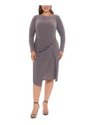 

BETSY - ADAM Женское бежевое вечернее платье длиной до колена с длинными рукавами, плюс 22 Вт, Бежевый