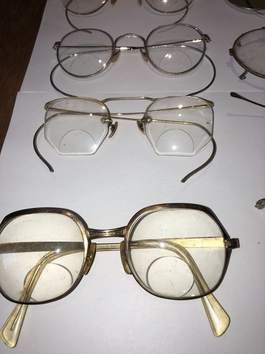 LOT OF 5 ANTIQUE GOLD FILLED  EYEGLASSES FOR PARTS REPAIR And 5 Other Metals