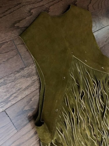 Vintage 60’s 70's Authentic Brown Suede Leather Fringe Vest Hippie Small