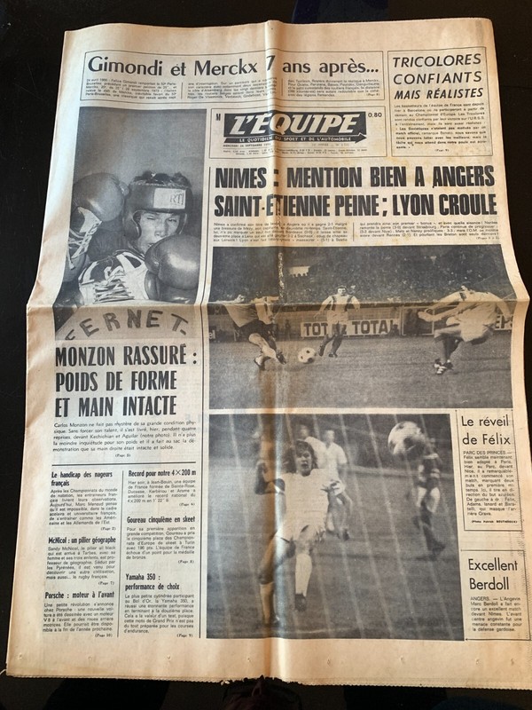 L'Equipe Journal 26/09/1973; Gimondi Et Merckx 7 Ans AprÃ¨S/ St-Etienne-Lyon