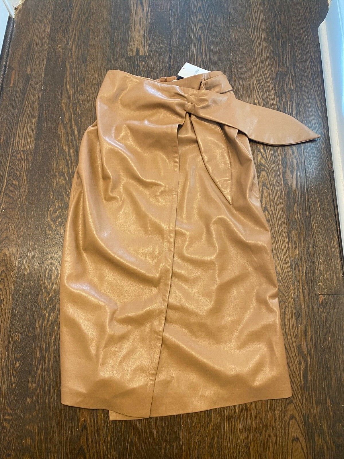 Pre-owned Nanushka Amas Faux Leather Skirt Brown Sz M $400