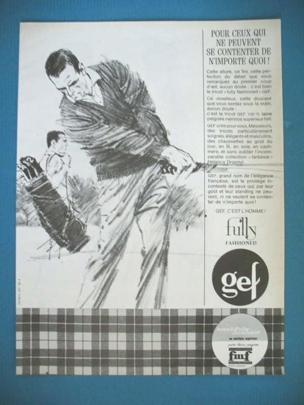 Publicite De Presse Gef Fully Fashionned Vetements Tricot Golf Ad 1964