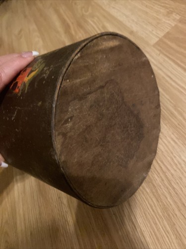 Antique English Treen Wooden String Twine Holder Box with Lid ESTATE painted