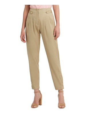 Женские бежевые брюки HALSTON с застежкой на крючок и планку, которые можно носить на работу, прямые брюки L