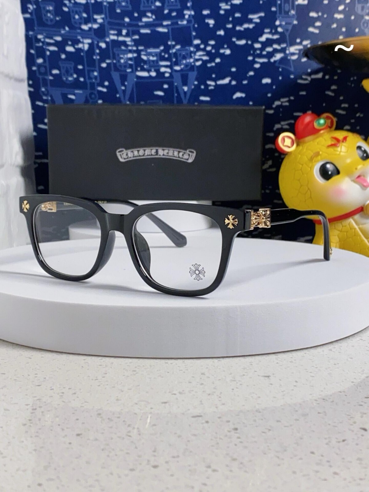 C*l様 Chrome Hearts Magazine series1,2 10 Chrome Hearts Cross Unisex Casual Black Frame Clear Glasses