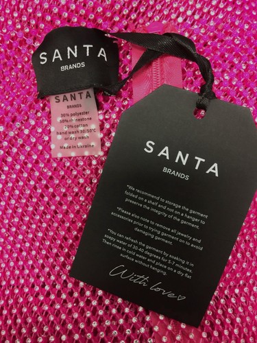 Pre-owned Santa $1219  Brands Women's Pink Rhinestone Embellished Maxi Dress One-size