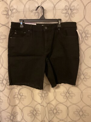 Seven 7-Relaxed Fit Bermuda Mid Rise Fray Hem Denim Shorts Women's Black Size 16