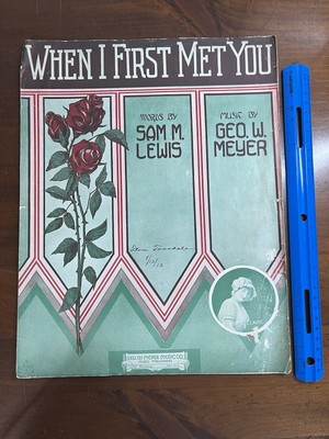 When I First Met You Lewis & Meyer Antique sheet music WW1 Era 1912 Large Format
