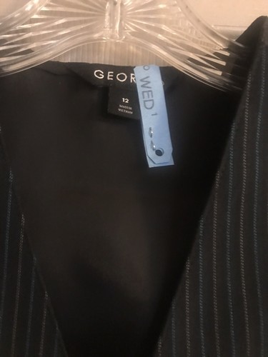 George Young Boys Size 12 Suit Vest Light Gray Blue Pinstriped 4 Button