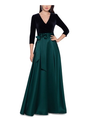 

XSCAPE Женское вечернее платье на молнии с рукавами 3/4 и декольте в полный рост, Зеленый