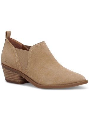 Женские кожаные ботильоны без шнуровки на наборном каблуке бежевого цвета от бренда LUCKY, 9 М