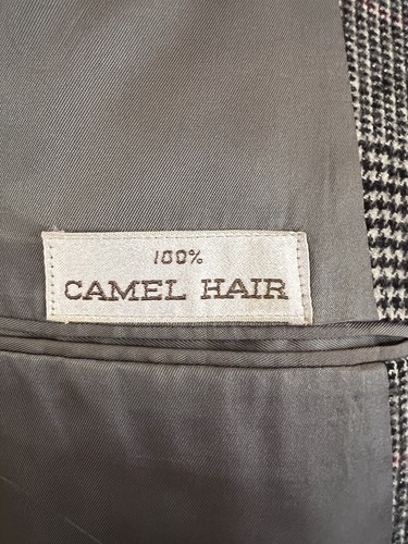 Brooks Brothers Mens Black White Plaid 100% Camel Hair Blazer Sz 40 S MINT!
