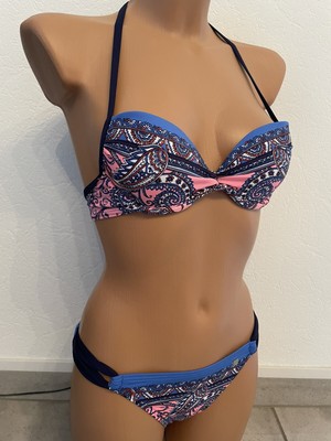 Jette Joop Bikini Set Push Up Bügel Neckholder bunt 32 A Cup Slip 32 XS XXS NEU